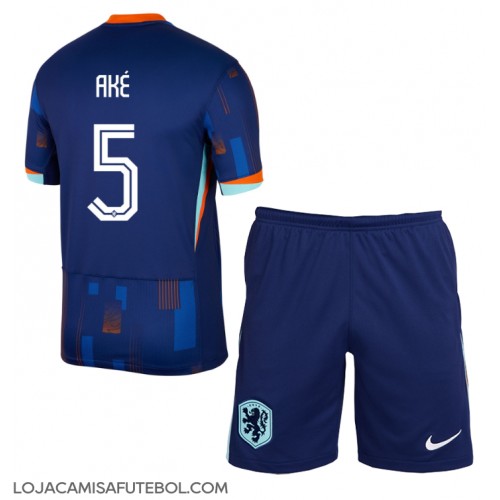 Camisa de Futebol Holanda Nathan Ake #5 Equipamento Secundário Infantil Europeu 2024 Manga Curta (+ Calças curtas)